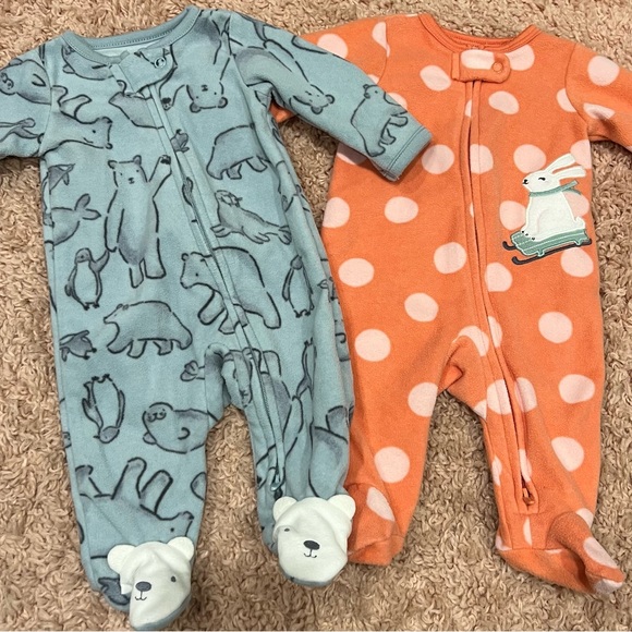 Carter's Other - CARTERS flannel footie onesie NEWBORN